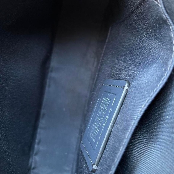 Coach Signature Jacquard Leather Saddle Bag Navy Blue Crossbody C4059 - Picture 7 of 8